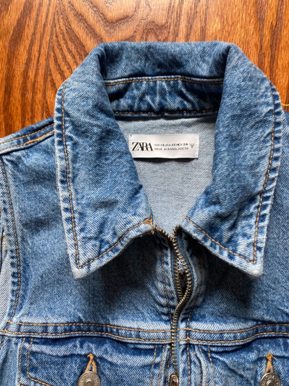 ZARA MEDIUM WASH COLLARED DENIM MINI DRESS - Picture 2 of 4